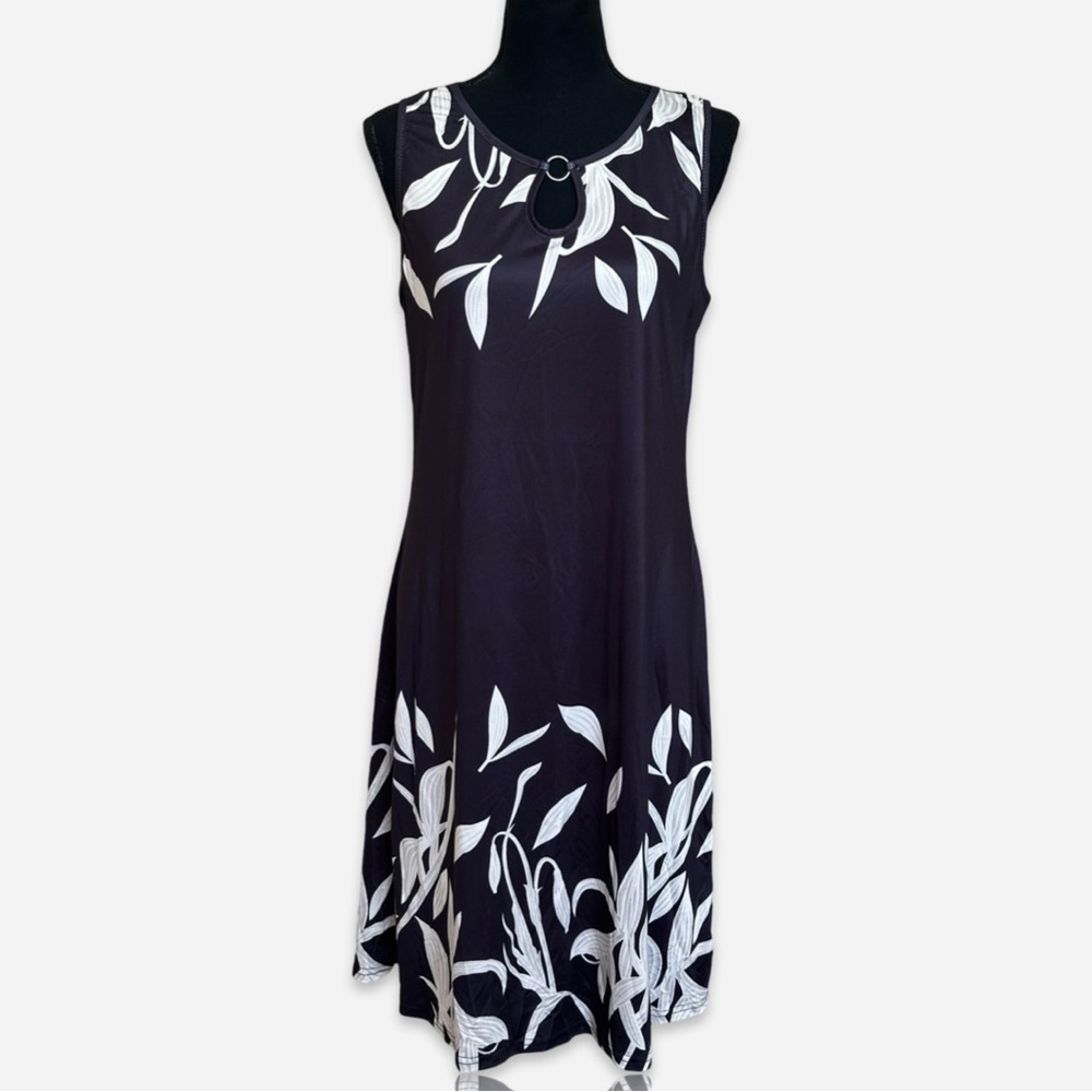 Black and White Leaf Print Dress